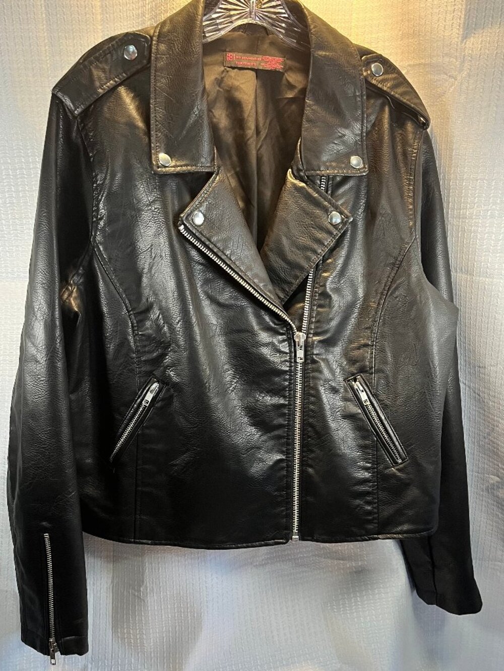 No Boundaries Black Faux Leather Moto Biker Jacket size XXXL 3X